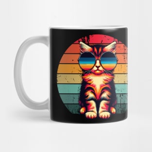 Retro Cat in Sunglasses Novelty Funny Cat Mug